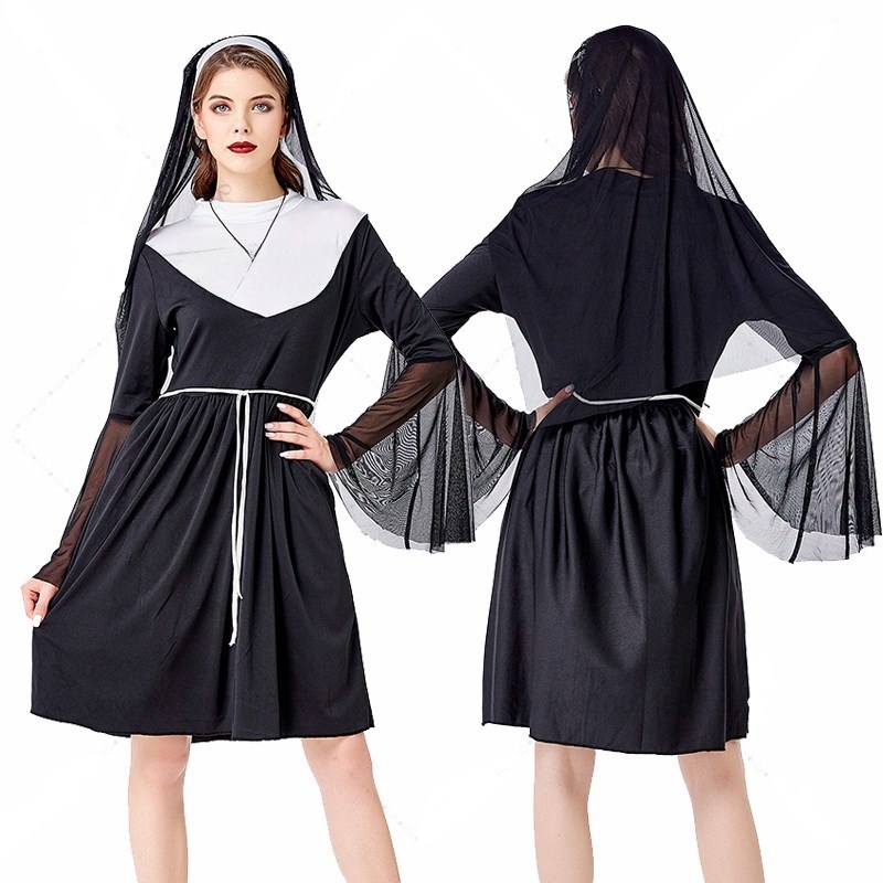 Ethnic Fashion Wear - Black Nun Costume Halloween Masquerade Party