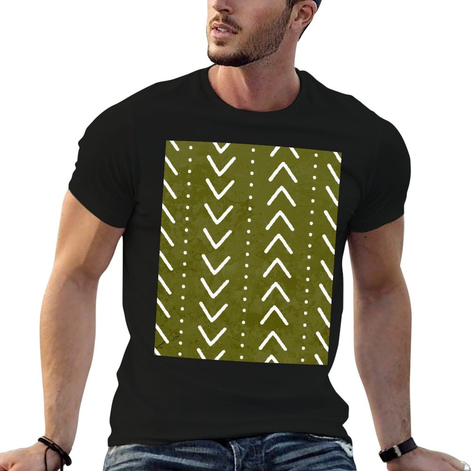 Olive Green Mudcloth Arrows Pa - Mudcloth Print Top ulasan dan harga