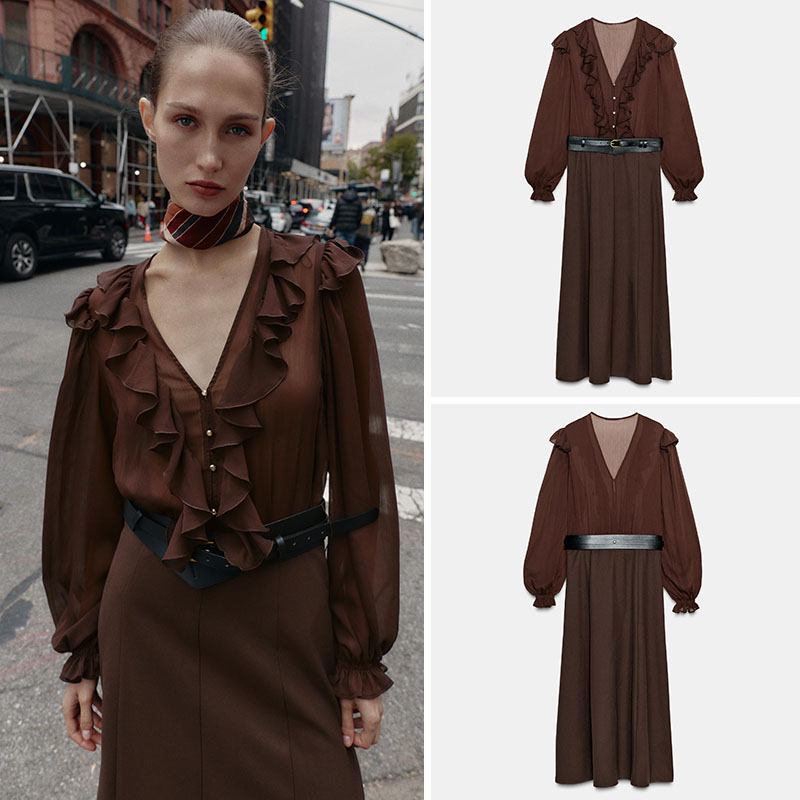 Elegant V-Neck Long Sleeve Mid - Ethnic Fashion Wear ulasan dan harga