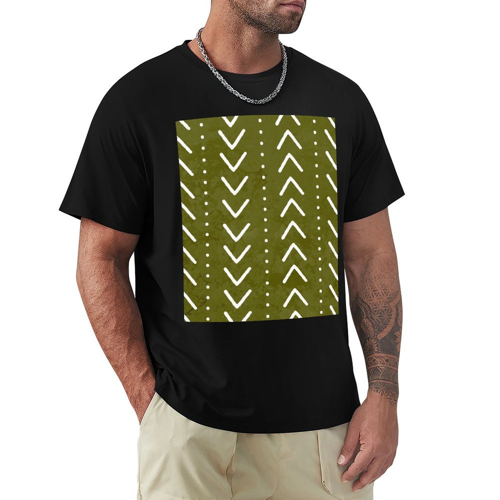 Olive Green Mudcloth Arrows Pa - Mudcloth Print Top ulasan dan harga