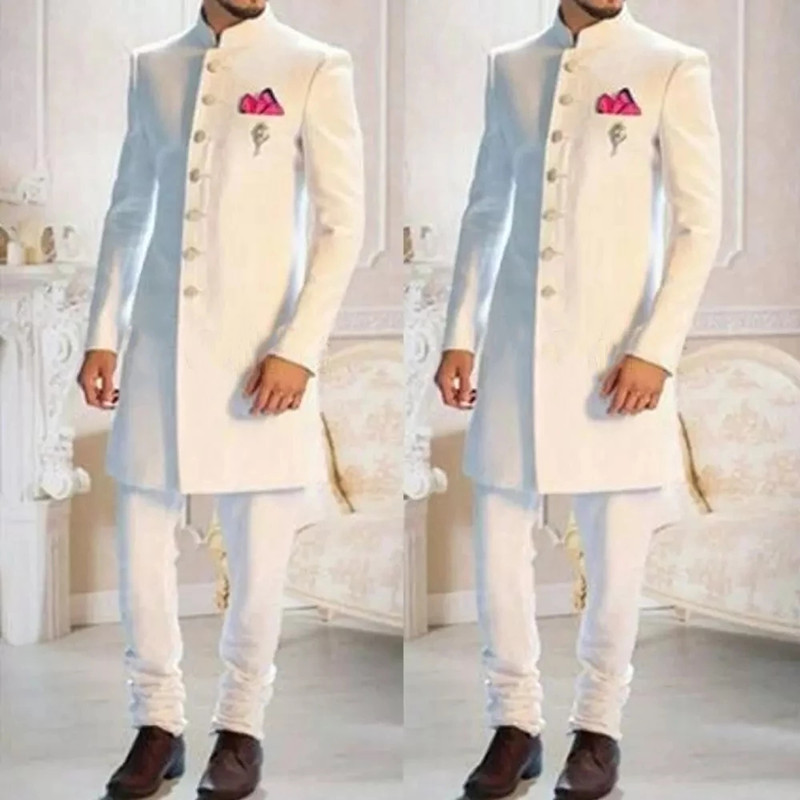 Fashion Design White Stand Col - Ethnic Wear Men'S Fashion ulasan dan harga